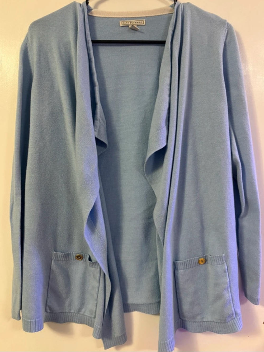Dana Buchman Soft Sky Blue Draped Cardigan